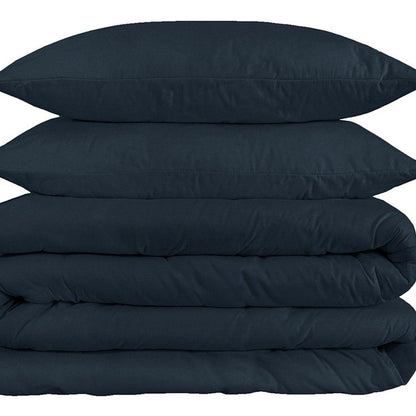 Navy Blue King Cotton Washable Duvet Cover Set HomeRoots