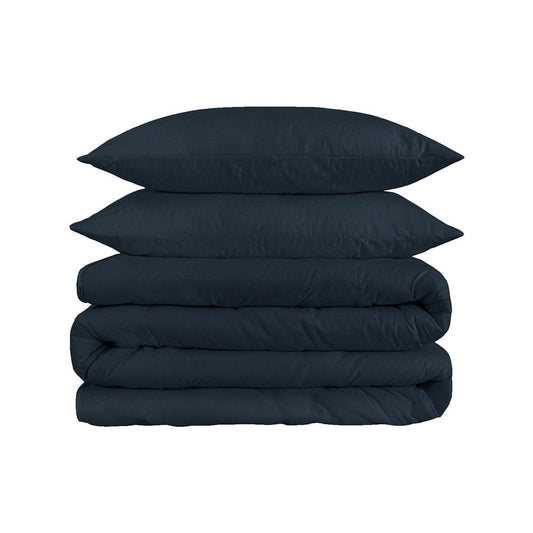 Navy Blue King Cotton Blend 1200 Thread Count Washable Duvet Cover Set HomeRoots