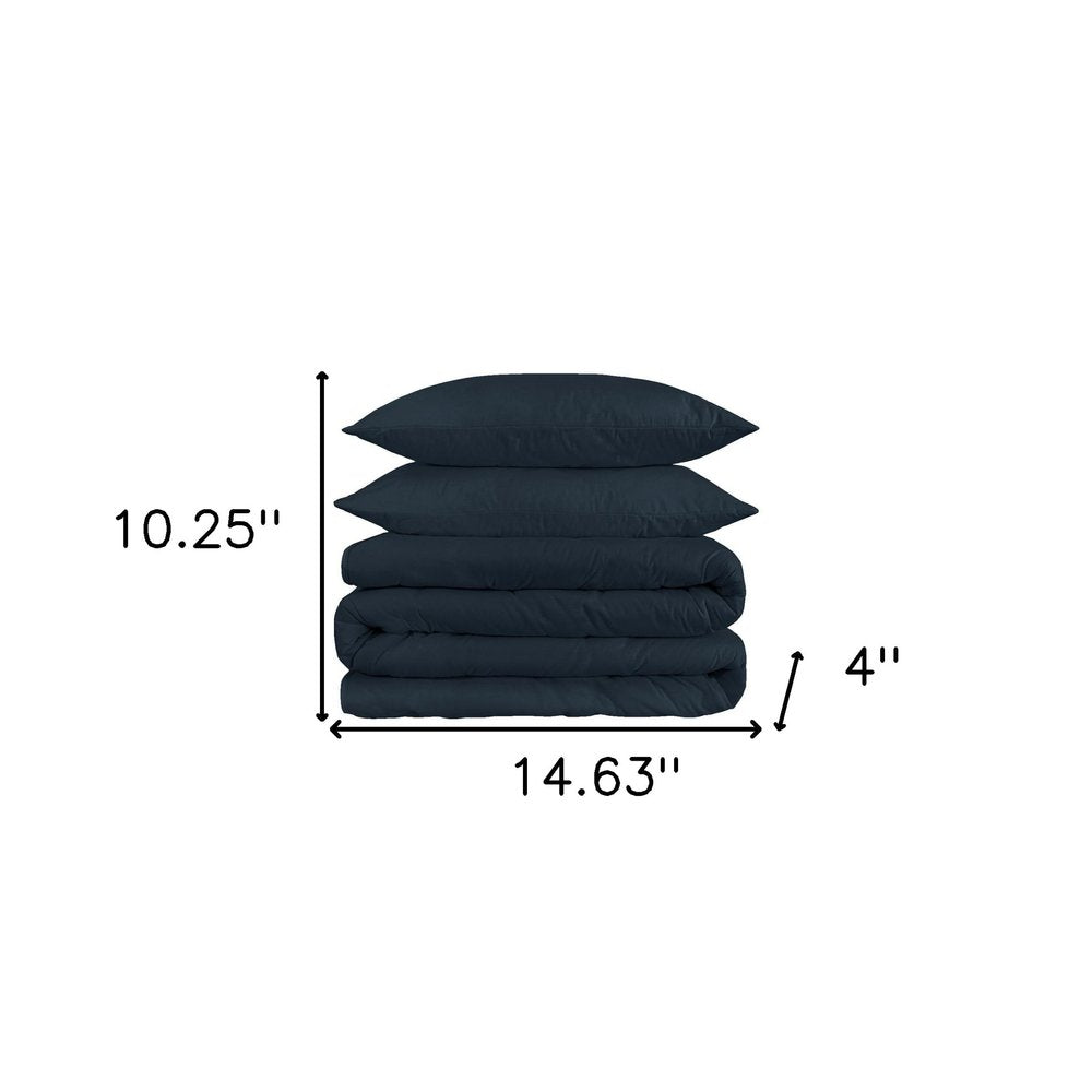 Navy Blue King Cotton Washable Duvet Cover Set HomeRoots