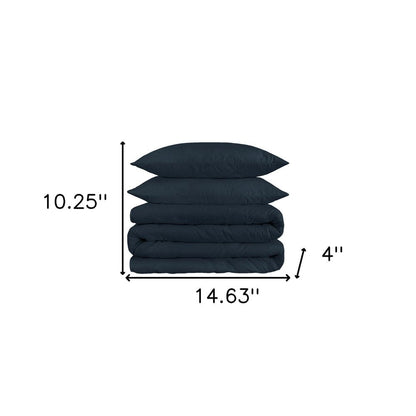 Navy Blue King Cotton Washable Duvet Cover Set HomeRoots
