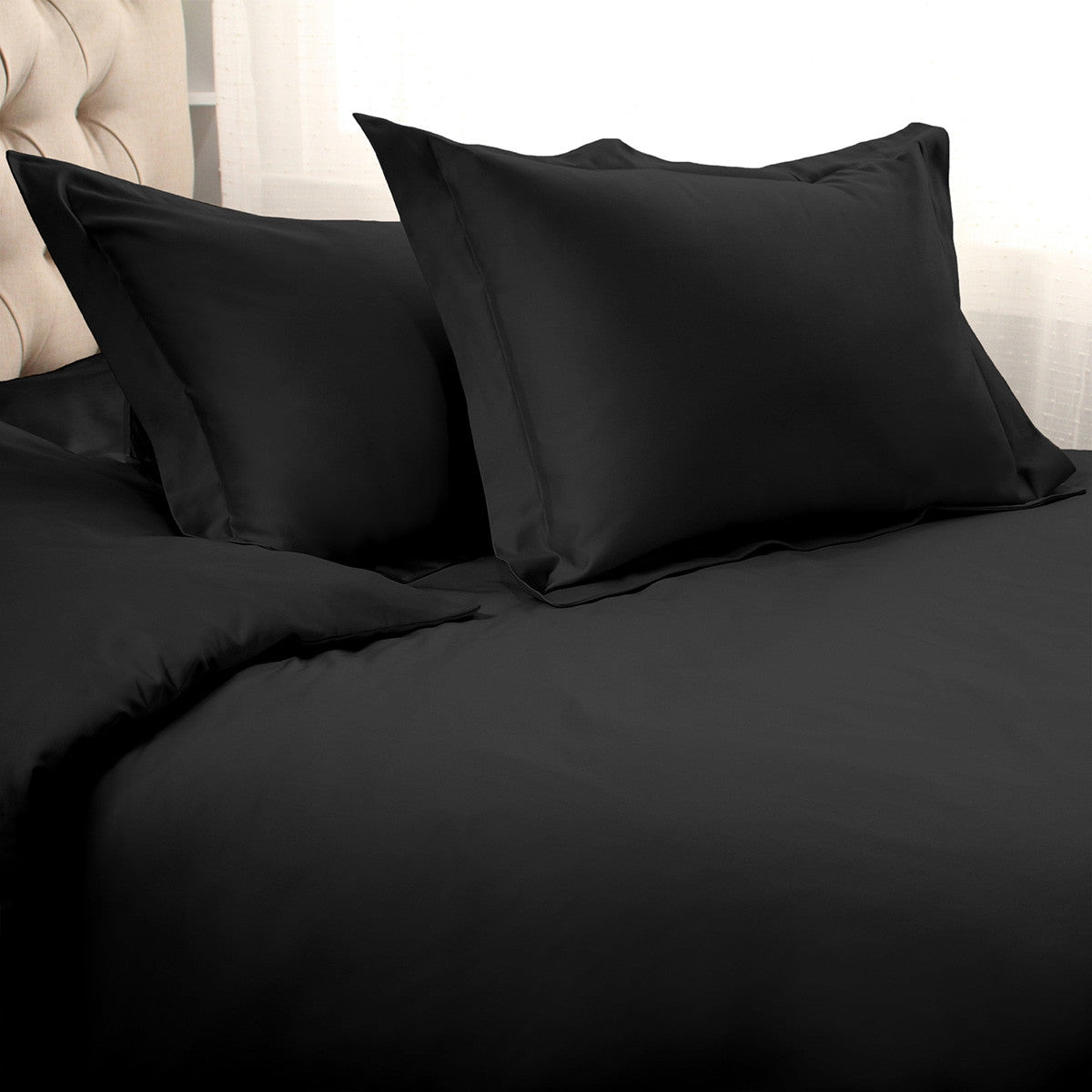 Black Queen Cotton Blend 1500 Thread Count Washable Duvet Cover Set