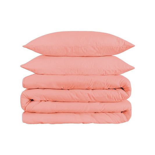 Dusty Rose Queen Cotton Washable Duvet Cover Set HomeRoots