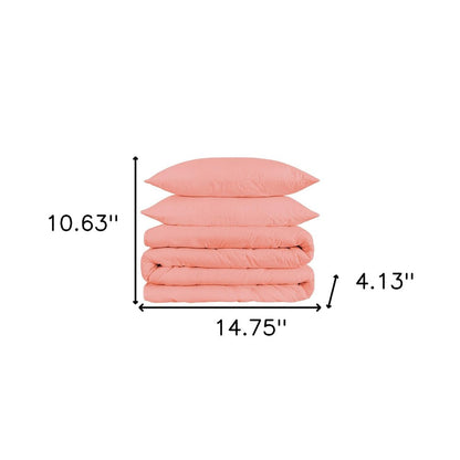 Dusty Rose Queen Cotton Blend 1500 Thread Count Washable Duvet Cover Set HomeRoots