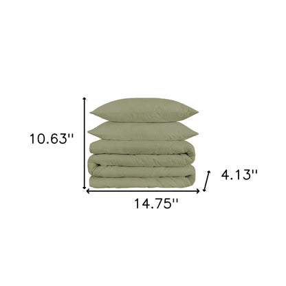 Sage Queen Cotton Blend 1500 Thread Count Washable Duvet Cover Set