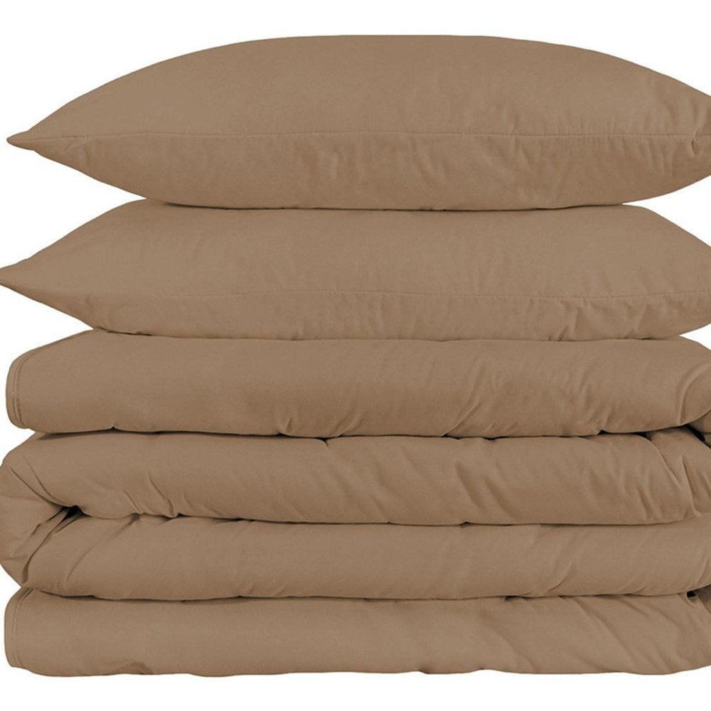 Taupe Queen Cotton Washable Duvet Cover Set HomeRoots