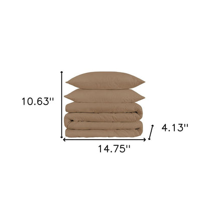 Taupe Queen Cotton Blend 1500 Thread Count Washable Duvet Cover Set HomeRoots