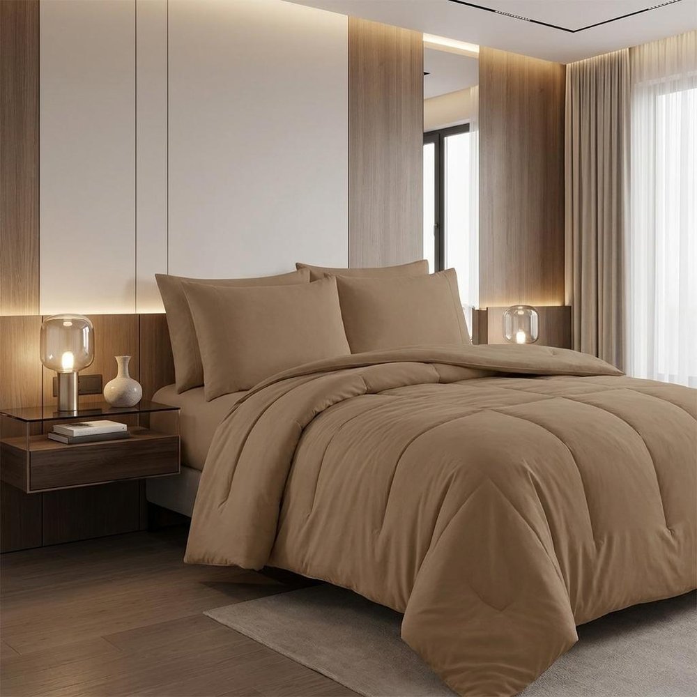 Taupe Queen Cotton Washable Duvet Cover Set HomeRoots