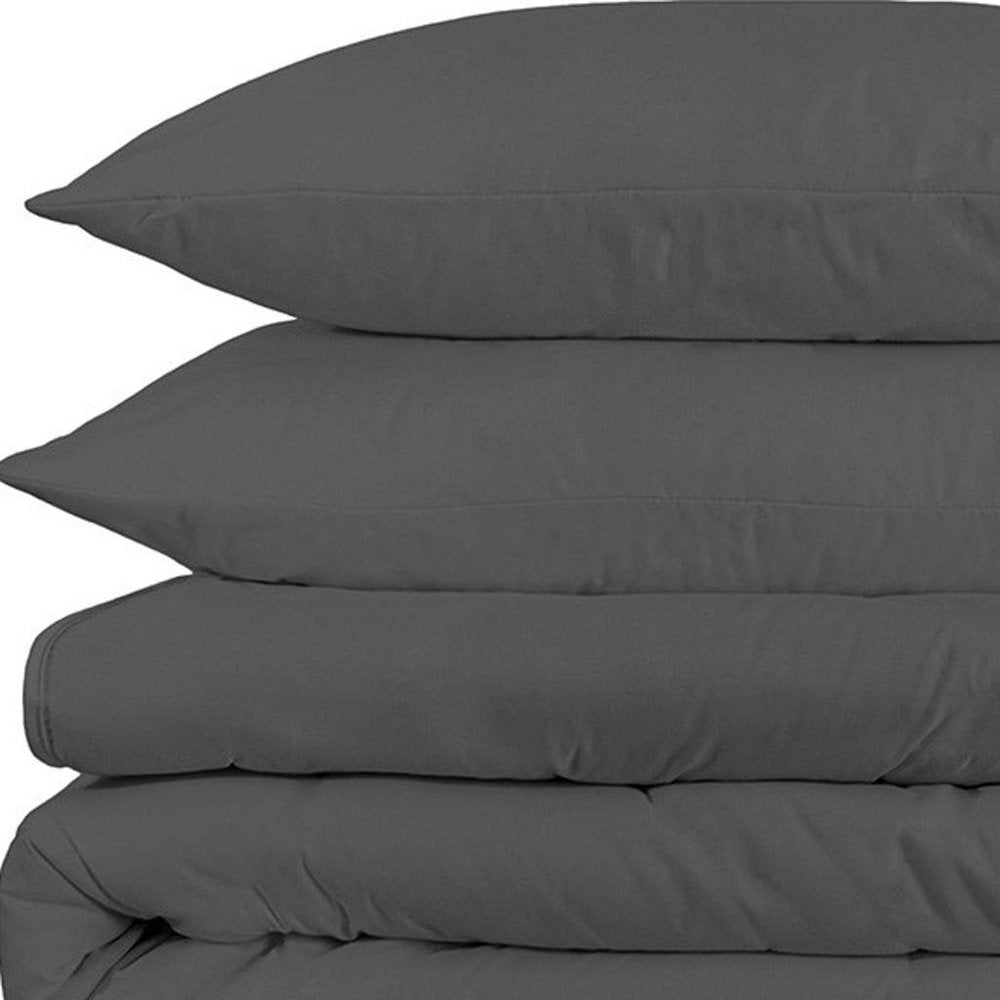 Gray King Cotton Blend 1500 Thread Count Washable Duvet Cover Set HomeRoots