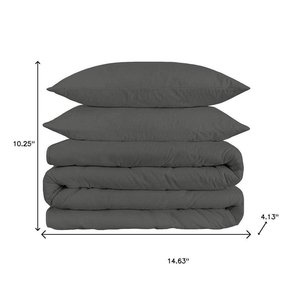 Gray King Cotton Blend 1500 Thread Count Washable Duvet Cover Set HomeRoots