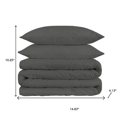Gray King Cotton Blend 1500 Thread Count Washable Duvet Cover Set HomeRoots