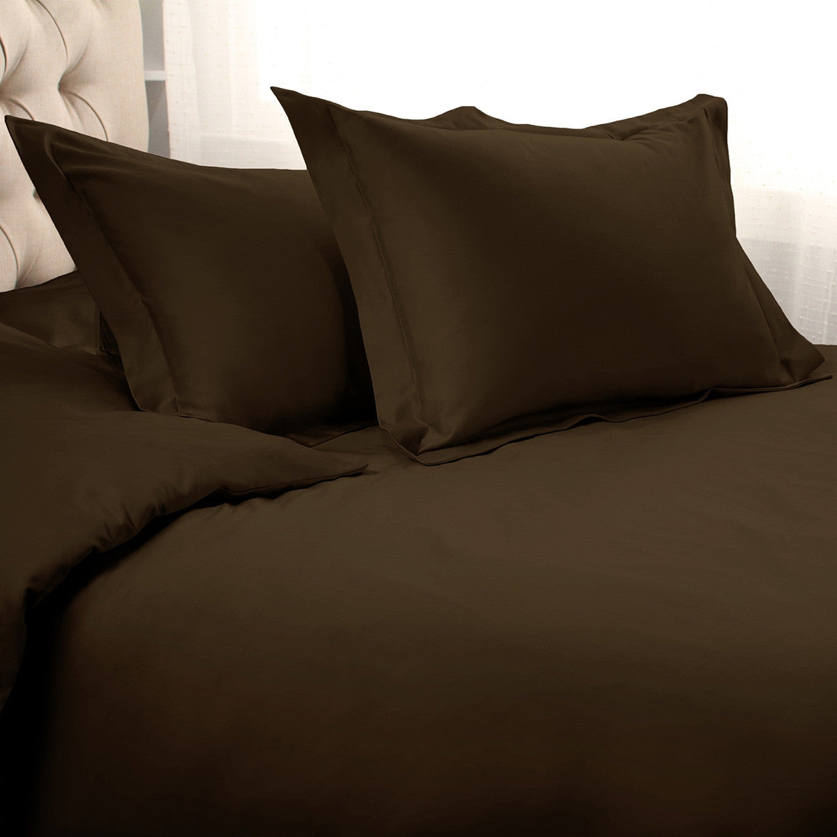 Dark Brown King Cotton Blend 1500 Thread Count Washable Duvet Cover Set