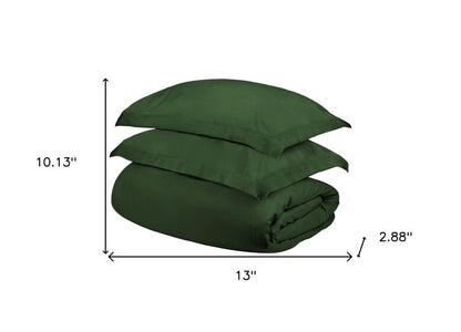 Hunter Green Queen Cotton Blend 300 Thread Count Washable Duvet Cover Set HomeRoots