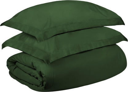 Hunter Green Queen Cotton Blend 300 Thread Count Washable Duvet Cover Set