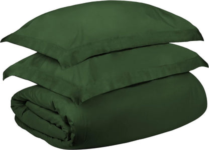 Hunter Green Queen Cotton Blend 300 Thread Count Washable Duvet Cover Set HomeRoots