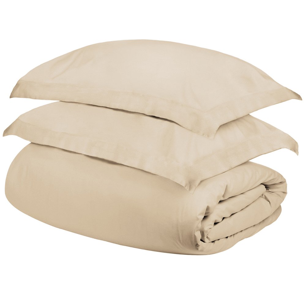 Ivory Queen Cotton Blend 300 Thread Count Washable Duvet Cover Set HomeRoots