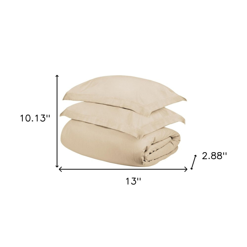 Ivory Queen Cotton Blend 300 Thread Count Washable Duvet Cover Set HomeRoots