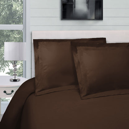 Dark Brown Queen Cotton Blend 300 Thread Count Washable Duvet Cover Set