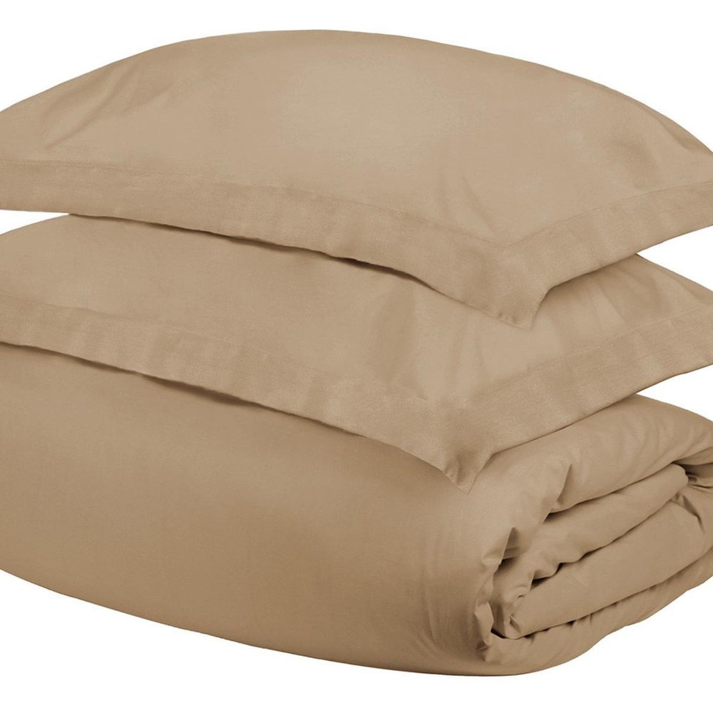 Tan Queen Cotton Washable Duvet Cover Set HomeRoots