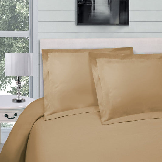 Tan Queen Cotton Blend 300 Thread Count Washable Duvet Cover Set HomeRoots