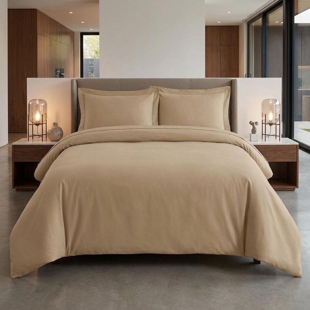 Tan Queen Cotton Washable Duvet Cover Set — view 5