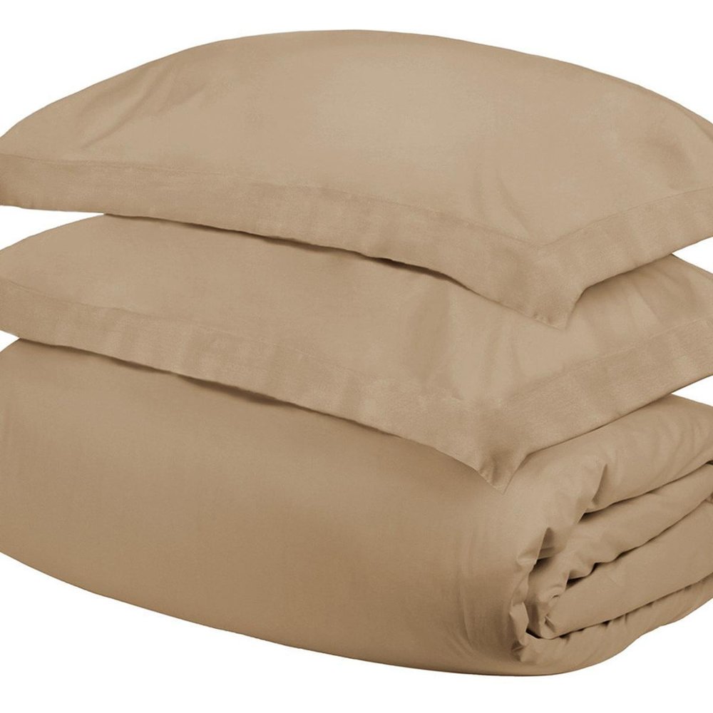 Tan Queen Cotton Washable Duvet Cover Set — view 6