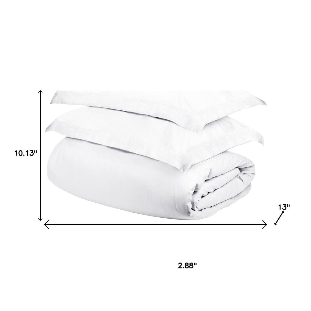 White Queen Cotton Washable Duvet Cover Set With Two Shams — view 4