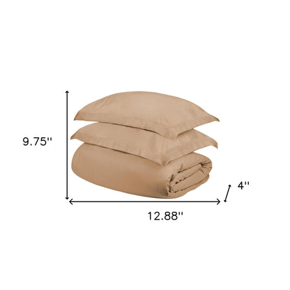 Beige King Cotton Blend 300 Thread Count Washable Duvet Cover Set