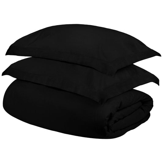 Black King Cotton Blend 300 Thread Count Washable Duvet Cover Set HomeRoots