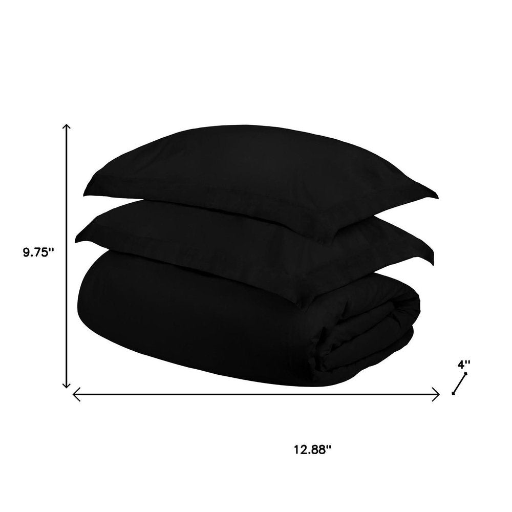 Black King Cotton Blend 300 Thread Count Washable Duvet Cover Set HomeRoots