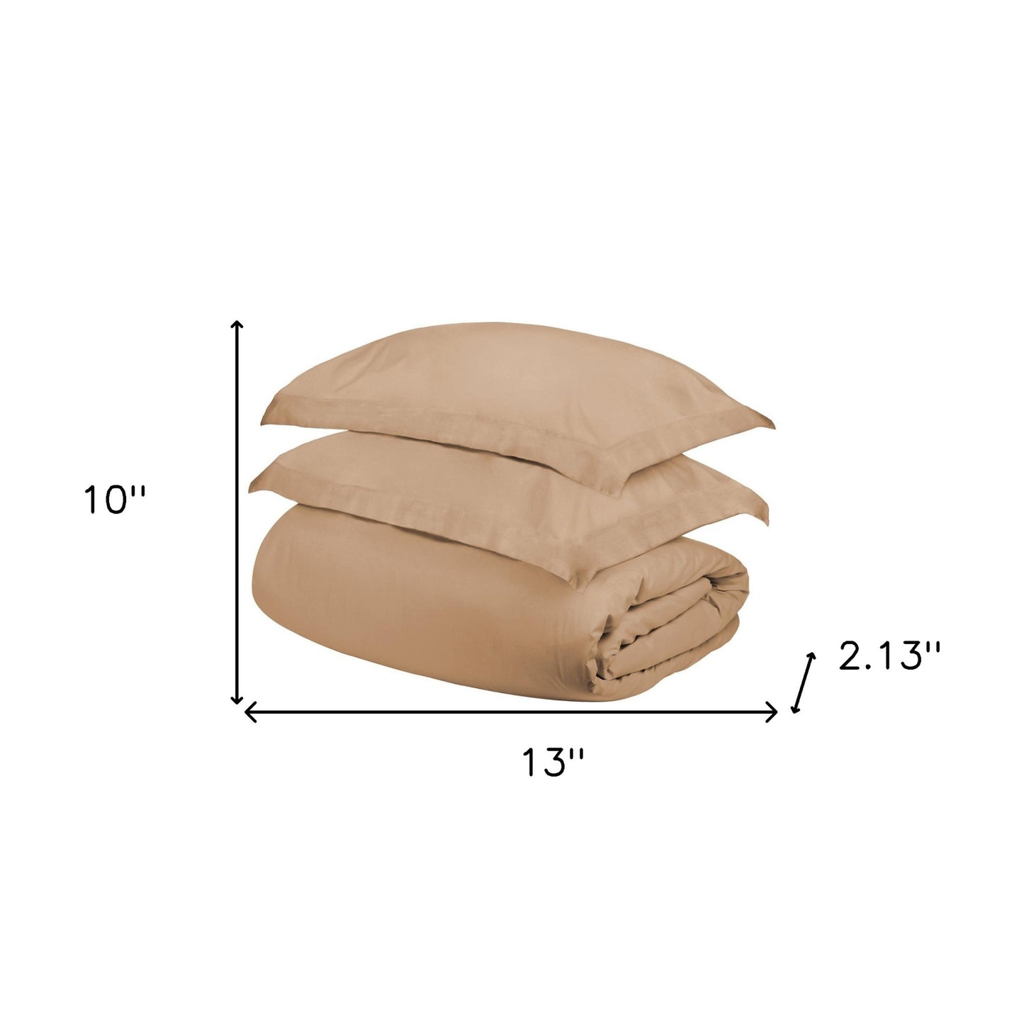 Beige Twin Cotton Blend 300 Thread Count Washable Duvet Cover Set