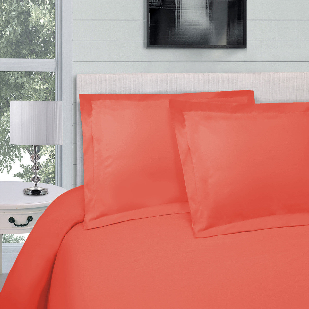 Coral Twin Cotton Blend 300 Thread Count Washable Duvet Cover Set