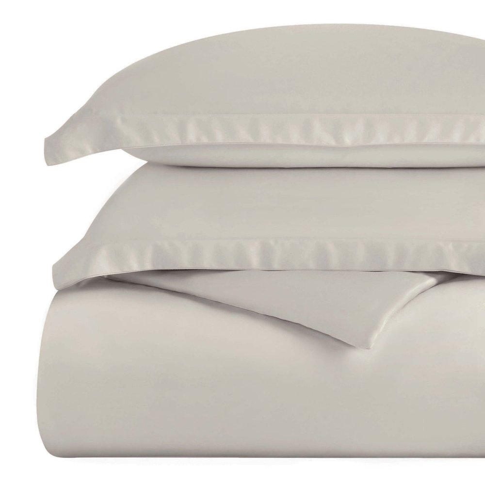 Light Gray Twin Cotton Washable Duvet Cover Set — view 1