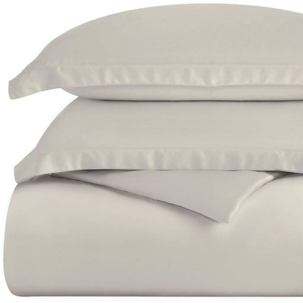 Light Gray Twin Cotton Washable Duvet Cover Set — view 2