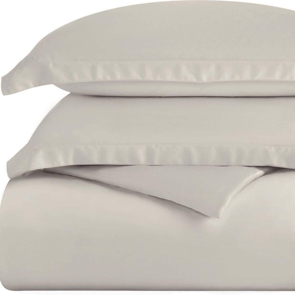 Light Gray Twin Cotton Washable Duvet Cover Set — view 4