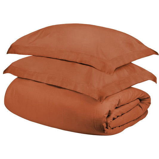 Pumpkin Twin Cotton Blend 300 Thread Count Washable Duvet Cover Set HomeRoots