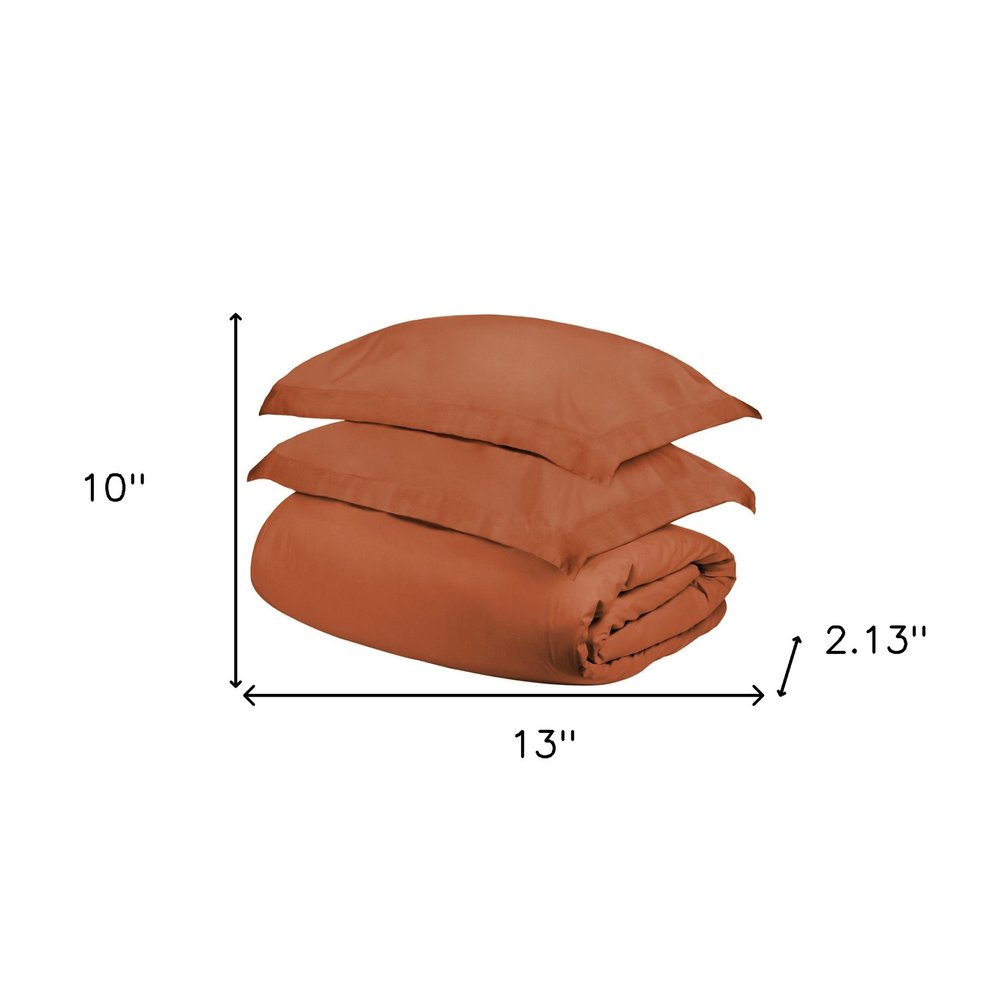 Pumpkin Twin Cotton Blend 300 Thread Count Washable Duvet Cover Set HomeRoots
