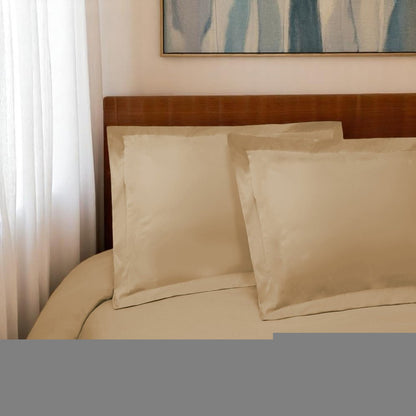 Tan Twin Cotton Blend 300 Thread Count Washable Duvet Cover Set HomeRoots