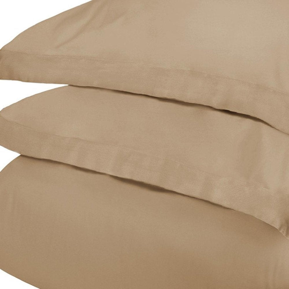 Tan Twin Cotton Blend 300 Thread Count Washable Duvet Cover Set HomeRoots