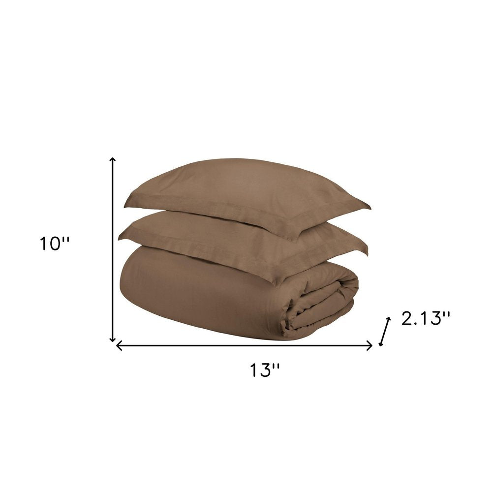 Taupe Twin Cotton Washable Duvet Cover Set HomeRoots