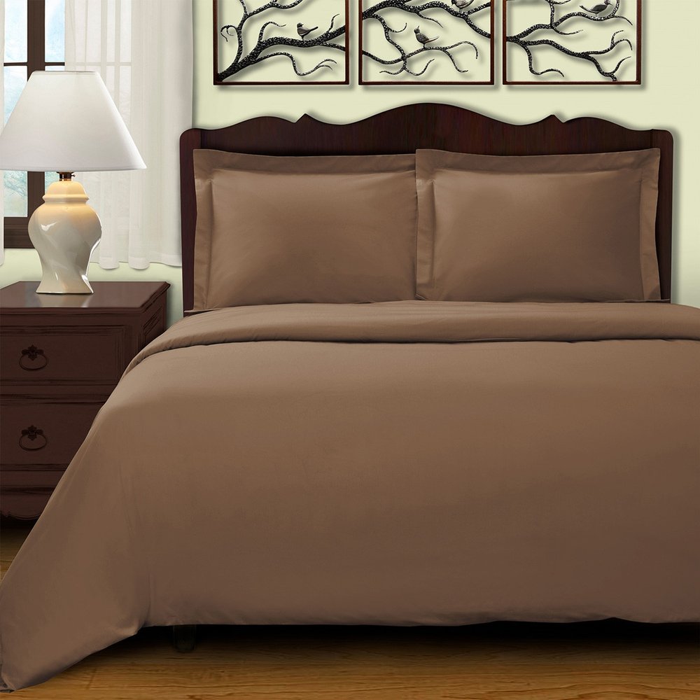 Taupe King Cotton Blend 400 Thread Count Washable Duvet Cover Set HomeRoots
