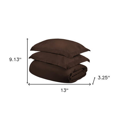 Dark Brown Twin Cotton Blend 400 Thread Count Washable Duvet Cover Set