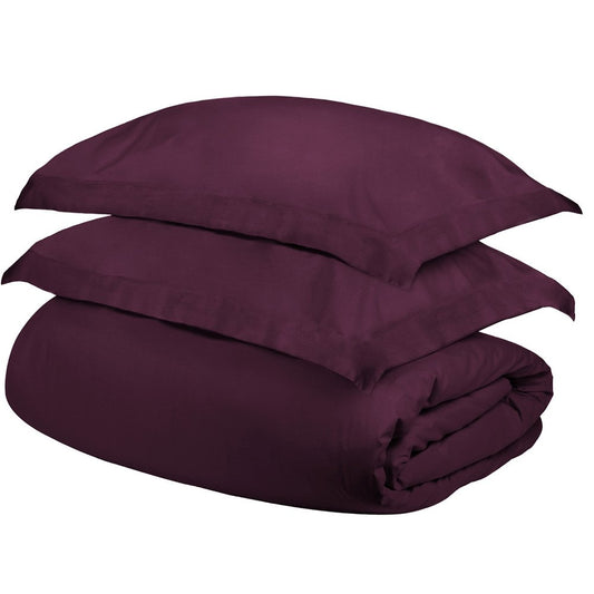 Plum Twin Cotton Blend 400 Thread Count Washable Duvet Cover Set HomeRoots