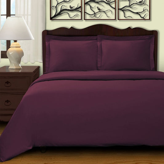 Plum Twin Cotton Blend 400 Thread Count Washable Duvet Cover Set HomeRoots