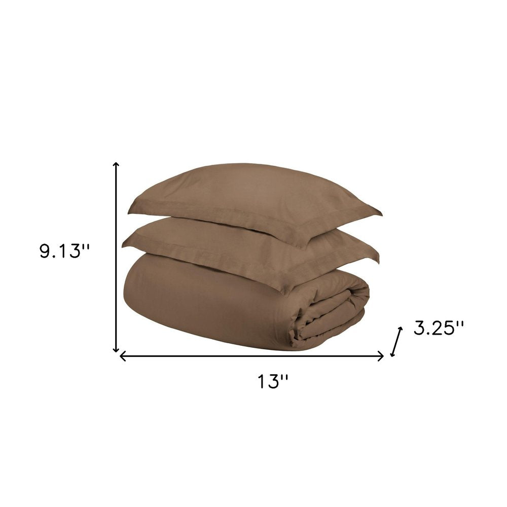 Taupe Twin Cotton Washable Duvet Cover Set HomeRoots