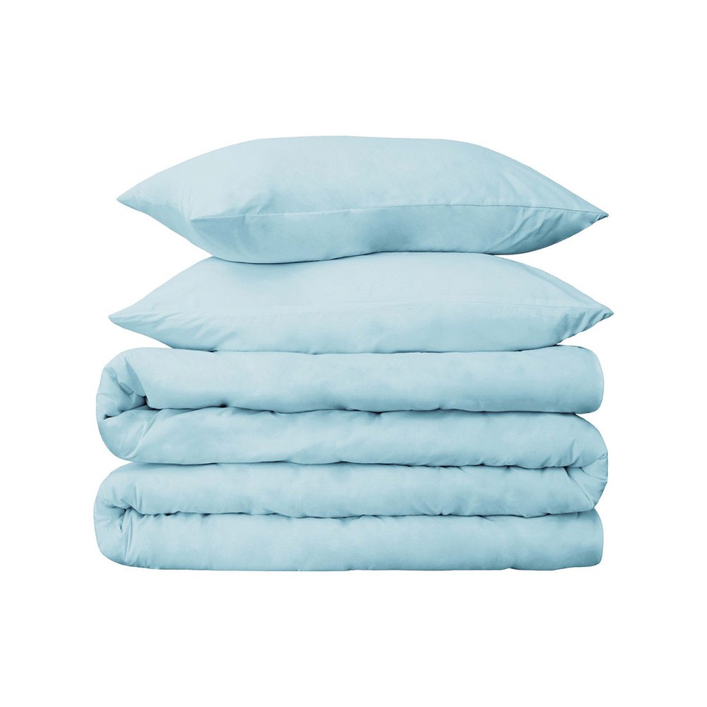 Light Blue King Cotton Blend Washable Duvet Cover Set — view 1