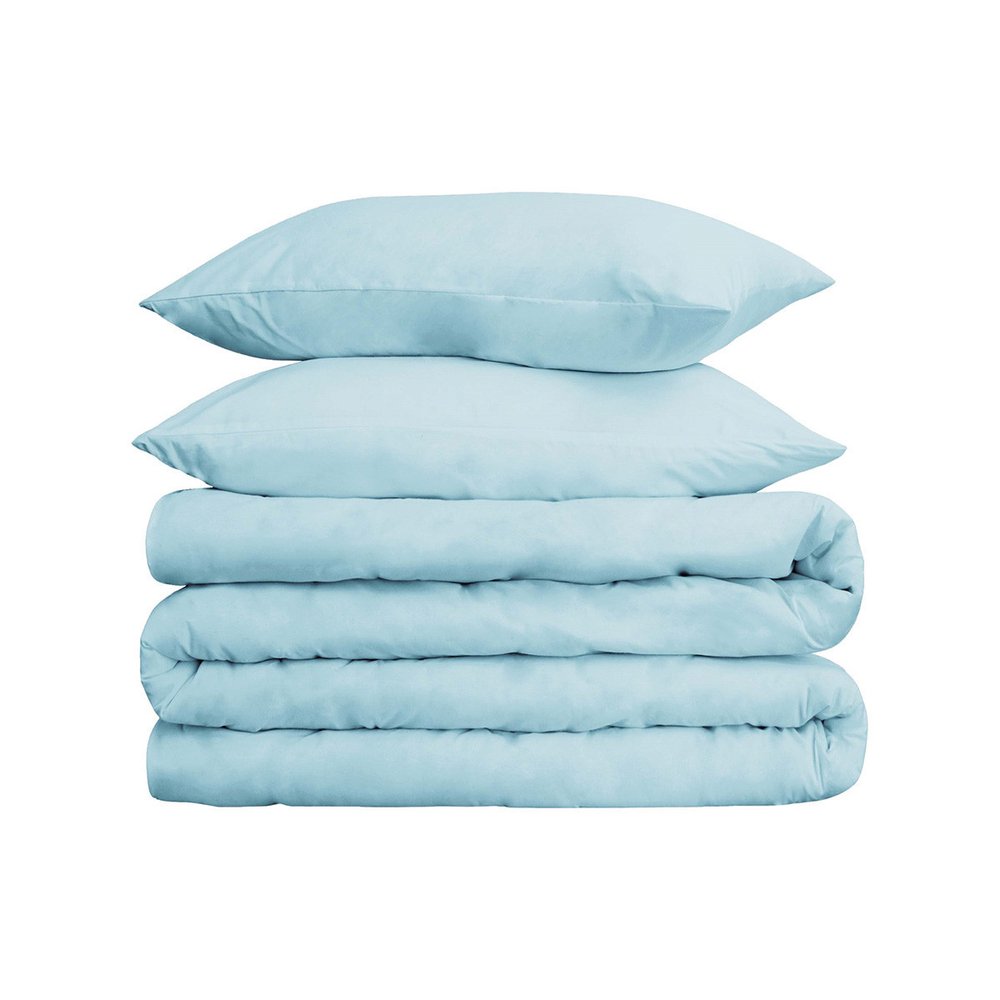 Light Blue King Cotton Blend Washable Duvet Cover Set — view 4
