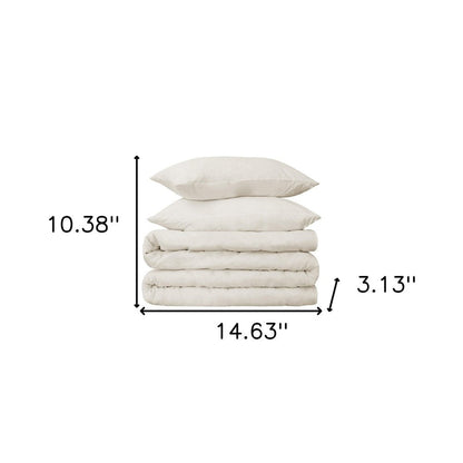 Ivory Queen Cotton Blend 650 Thread Count Washable Duvet Cover Set HomeRoots