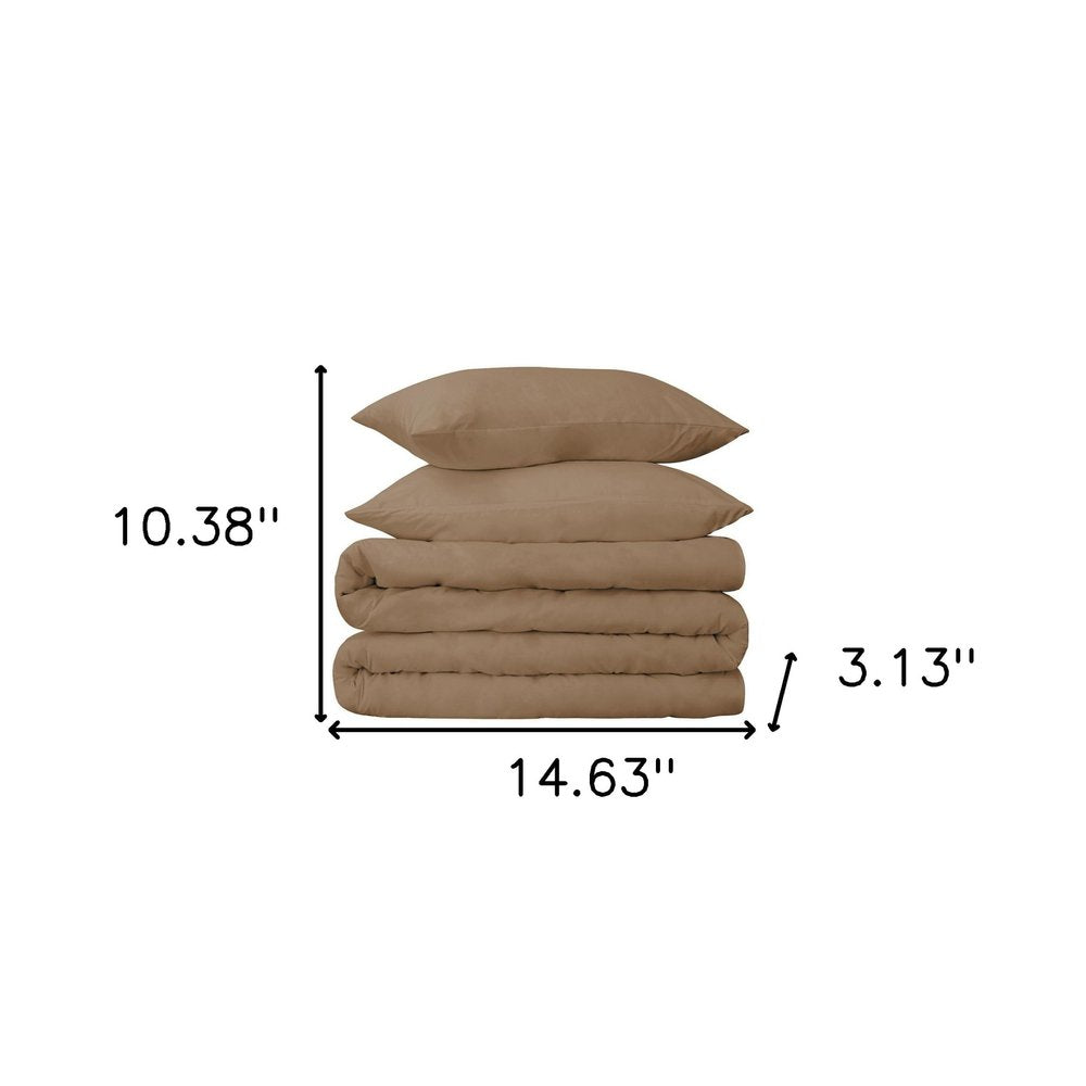 Taupe Queen Cotton Washable Duvet Cover Set HomeRoots