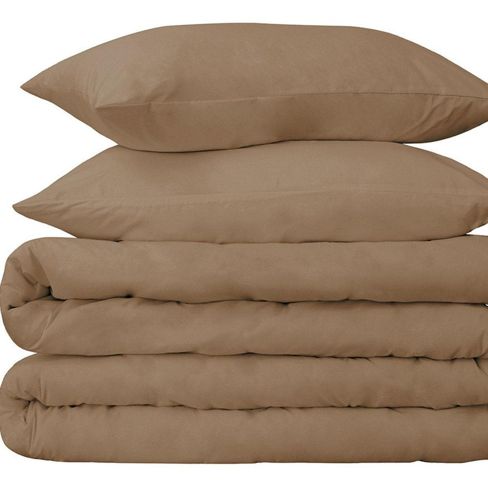 Taupe Queen Cotton Washable Duvet Cover Set HomeRoots