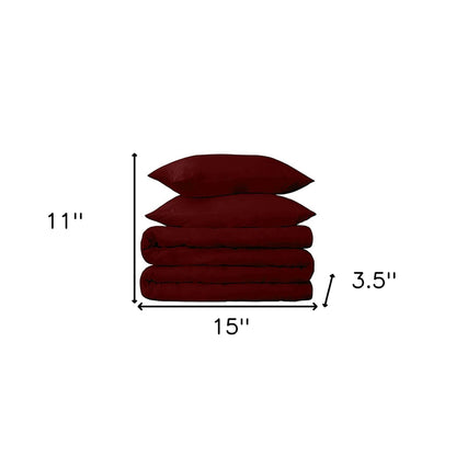 Burgundy King Cotton Blend 650 Thread Count Washable Duvet Cover Set